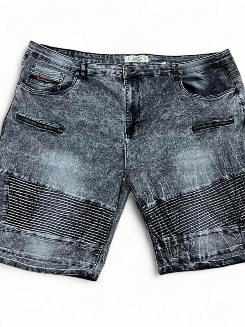 Akademiks Mens Black Acid Wash Denim Shorts Logo Y2K Size 48